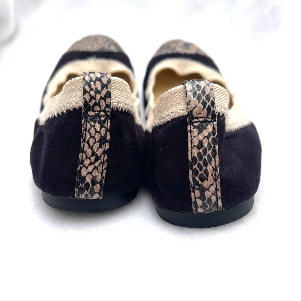 Ann Taylor Loft Suede Snake Skin Print Ballerina Flats Wendy 6,5